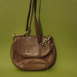 Michael Kors Tan Leather Crossbody Bag with Gold Accents